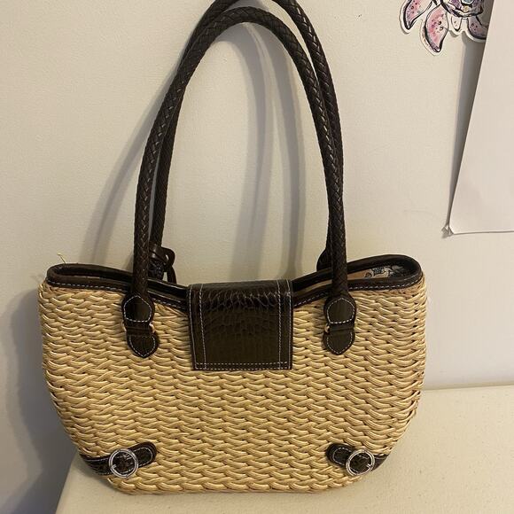 Vintage Brighton Woven Straw Basket Shoulder Handbag Purse Braided Weave Heart - Picture 11 of 11